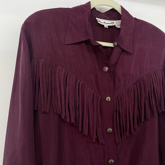 Bechamel Size S / M Long Sleeve Western Fringe Button Down Shirt Vintage Rodeo - Picture 3 of 7